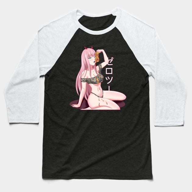 Zero Two eating a honey jam by angel.fanart Baseball T-Shirt by AngelsFANART